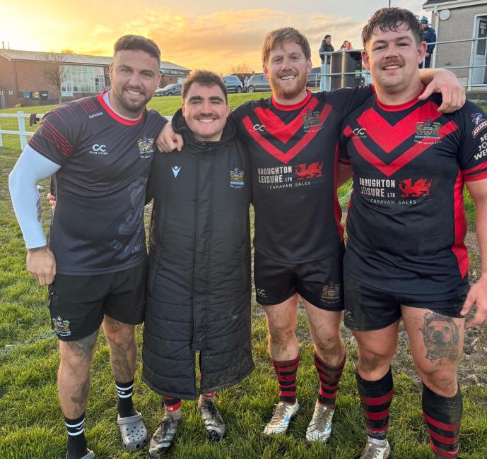 Tenby United  try scorers at St Clears - Liam Price, Dai Jones, Dan Colley and Dom Colman